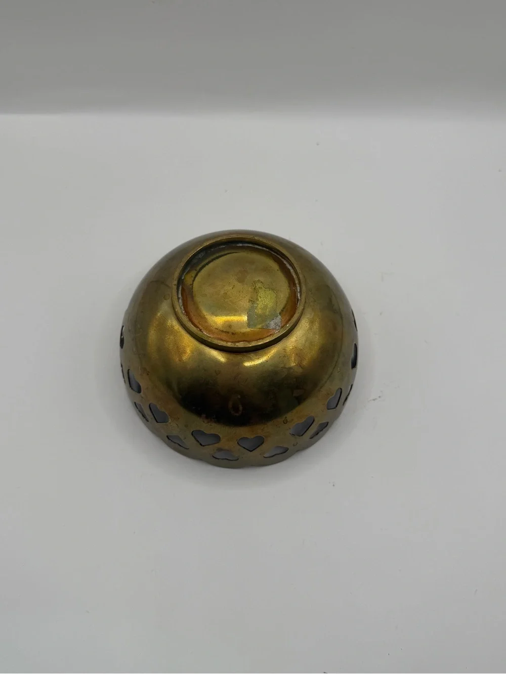 Vintage Brass Heart Cutout Scalloped Bowl Trinket Catchall Cottagecore